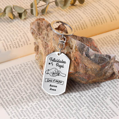 A mi papá-Llavero Personalizado Puño con Puño 2 Nombres-Jessemade ES