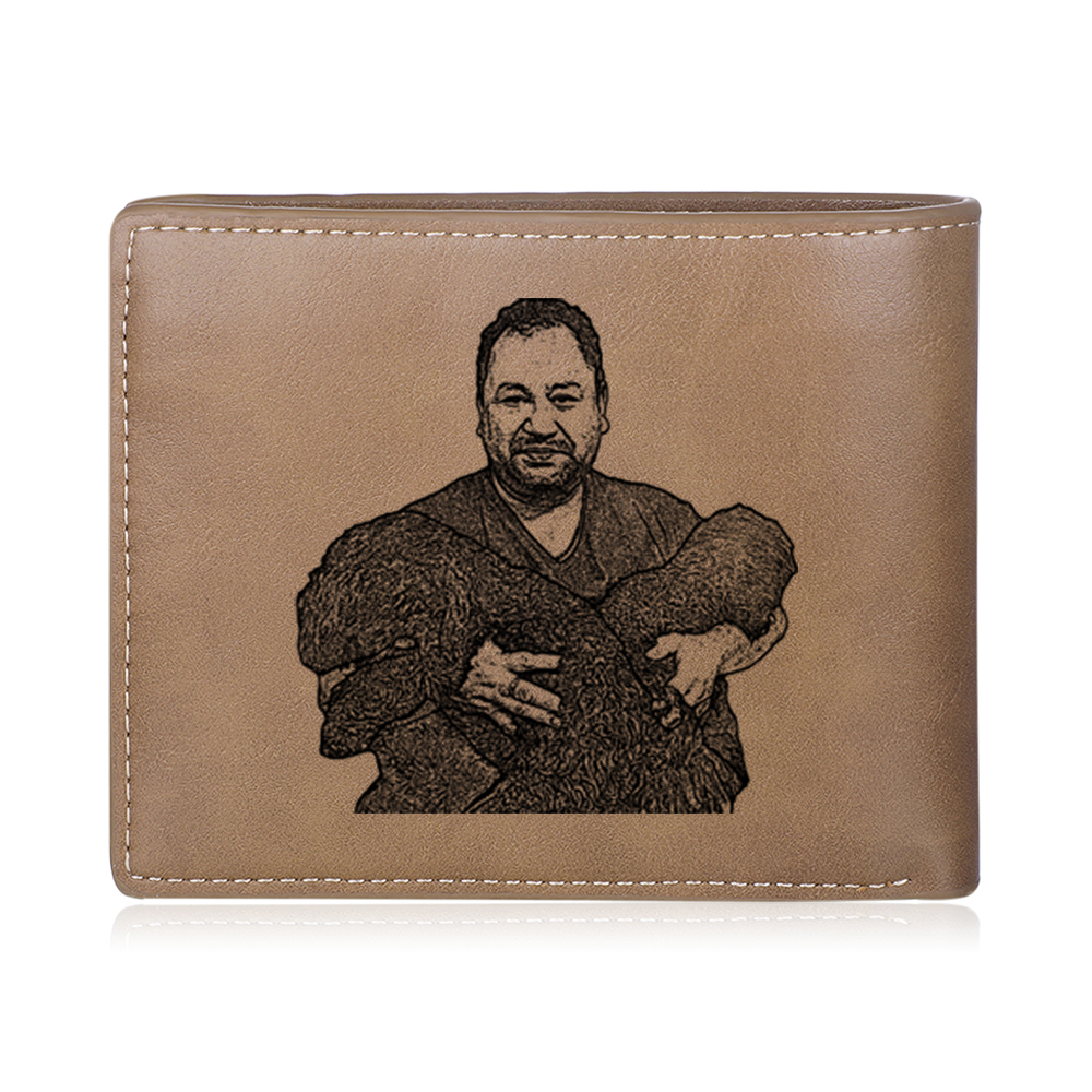 Cartera, billetera clásica 1-5 nombres personalizados con palo de niñ@ y una foto para papá-Jessemade ES
