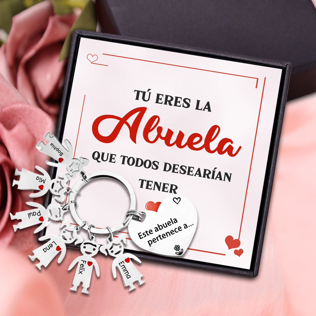 A mi abuela - Llavero con 6 nombres personalizados en "niños"-Jessemade ES