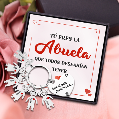 A mi abuela - Llavero con 6 nombres personalizados en "niños"-Jessemade ES