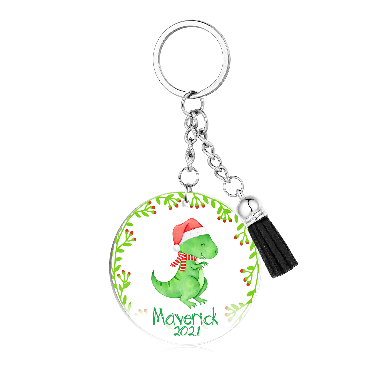 Llavero redondo de acrílico con animales para niñit@s personalizado con 1 nombre y año-Jessemade ES