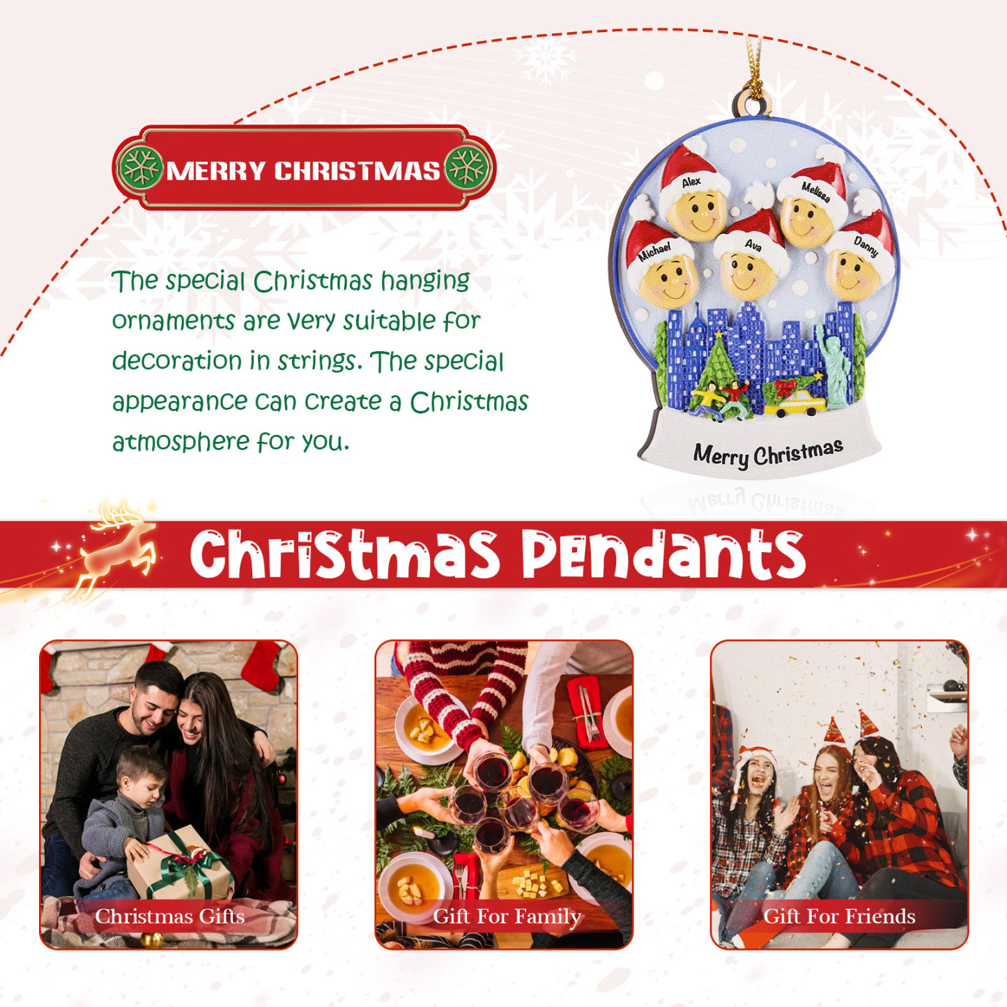 Navidad-Ornamentos Navideños de Madera Bola de cristal 5 Nombres con Texto Personalizados