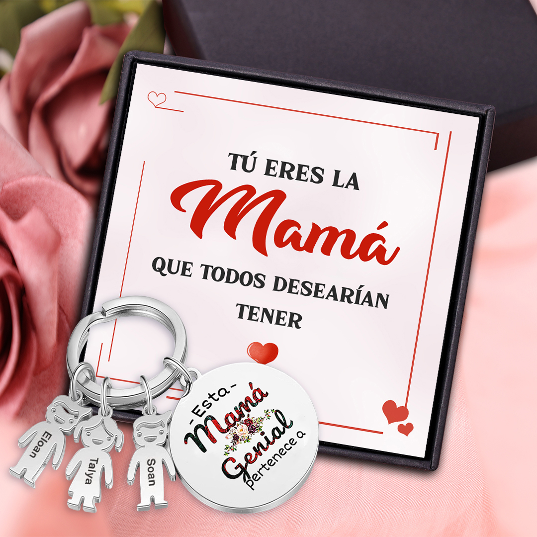 A mi mamá - Llavero 1-5 Nombres Personalizado con Charms de Niños-Jessemade ES