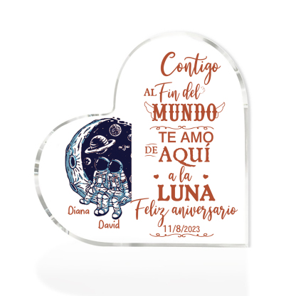 Valentín-Placa de acrílico en forma de corazón aniversario con fecha y nombres personalizados-Jessemade ES