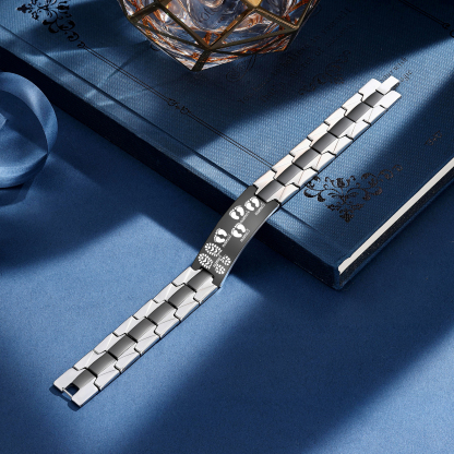 Pulsera 3-7 Nombres Personalizados de Cadena con Placa de Huellas