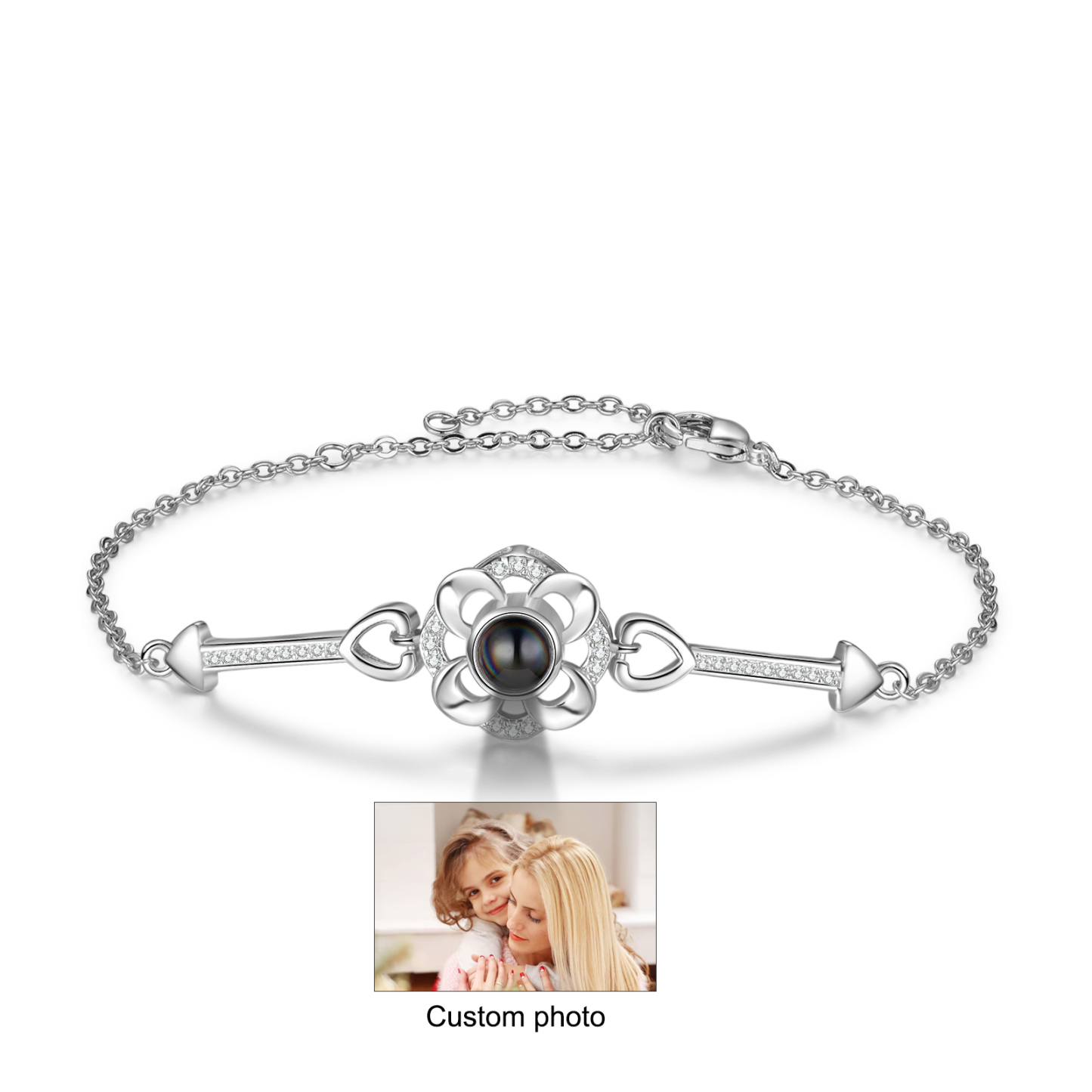 Pulsera con proyección de foto en color para mujer dije de flor Brazalete de proyección-Jessemade ES
