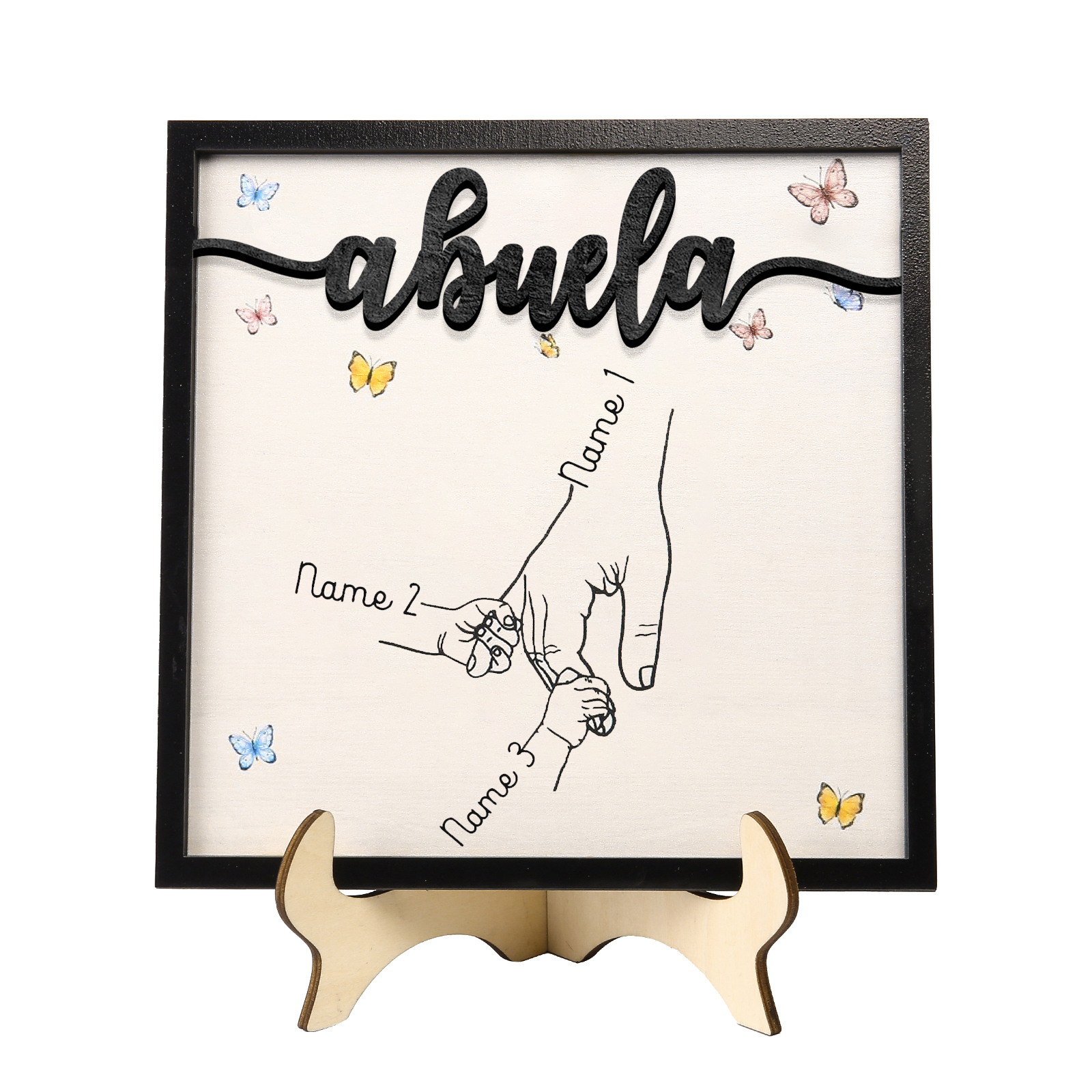A mi abuela-Adorno 2-7 nombres personalizados decoración de madera mano con manitos-Jessemade ES