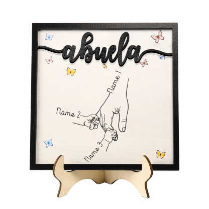 A mi abuela-Adorno 2-7 nombres personalizados decoración de madera mano con manitos-Jessemade ES