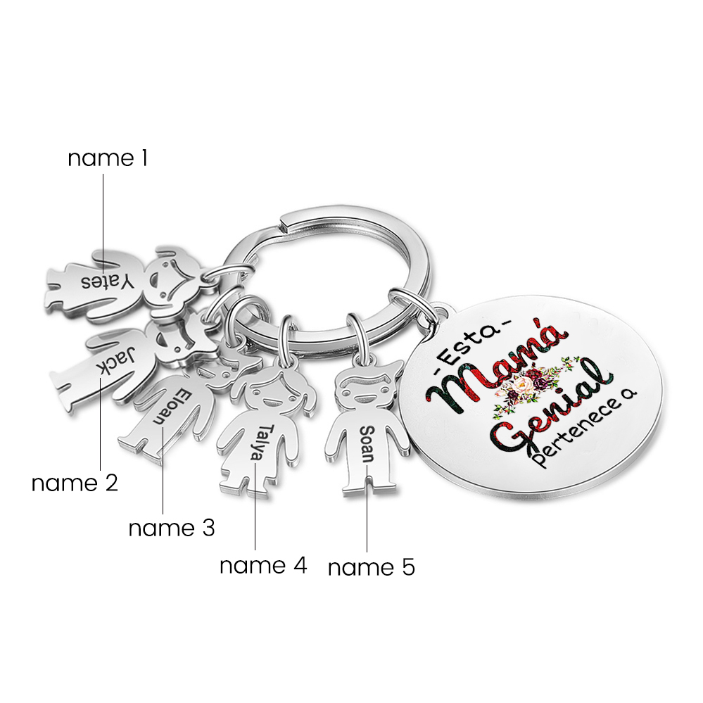 A mi mamá - Llavero 1-5 Nombres Personalizado con Charms de Niños-Jessemade ES