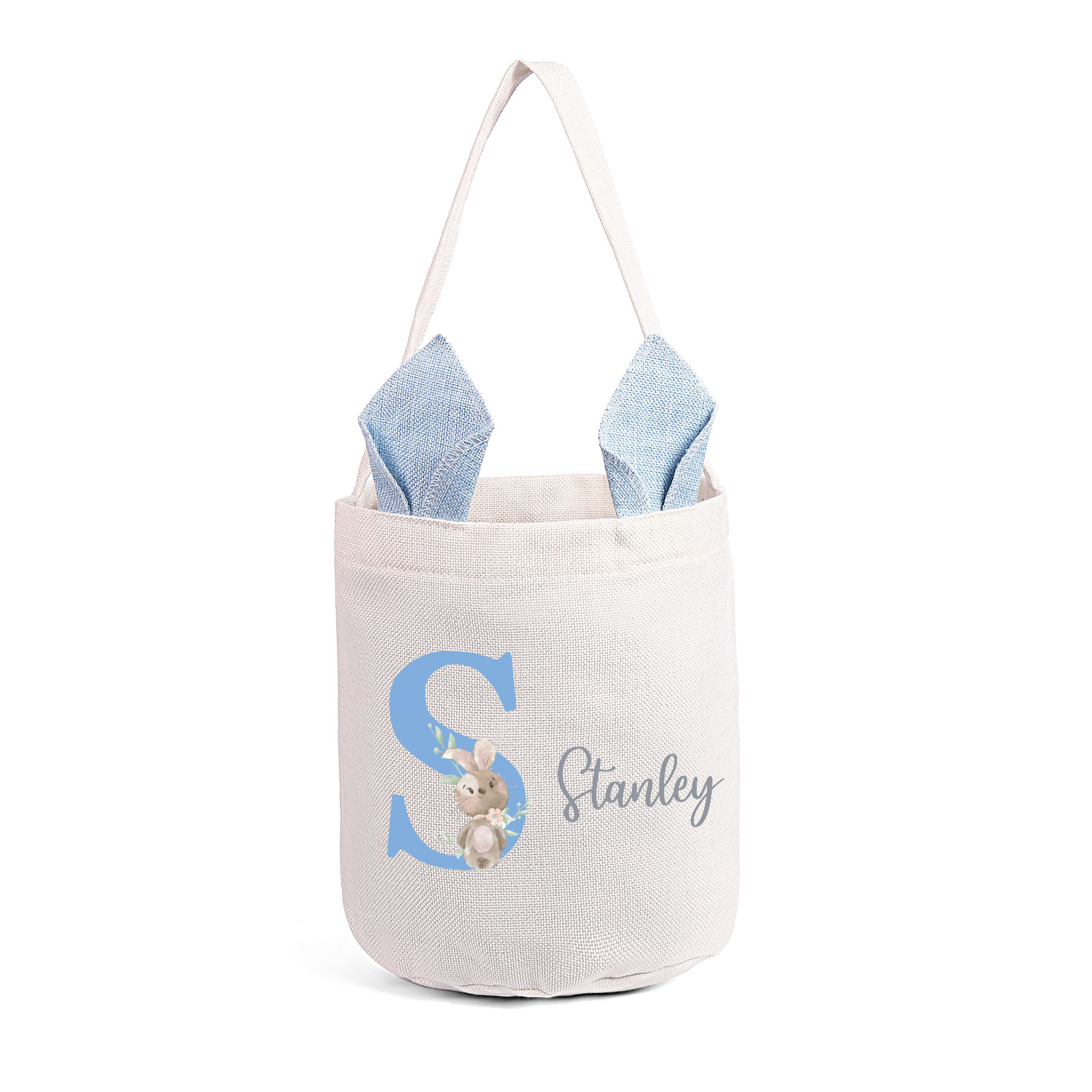 Pascua-Bolsa de conejo con 1 nombre y 1 letra personalizados-Jessemade ES