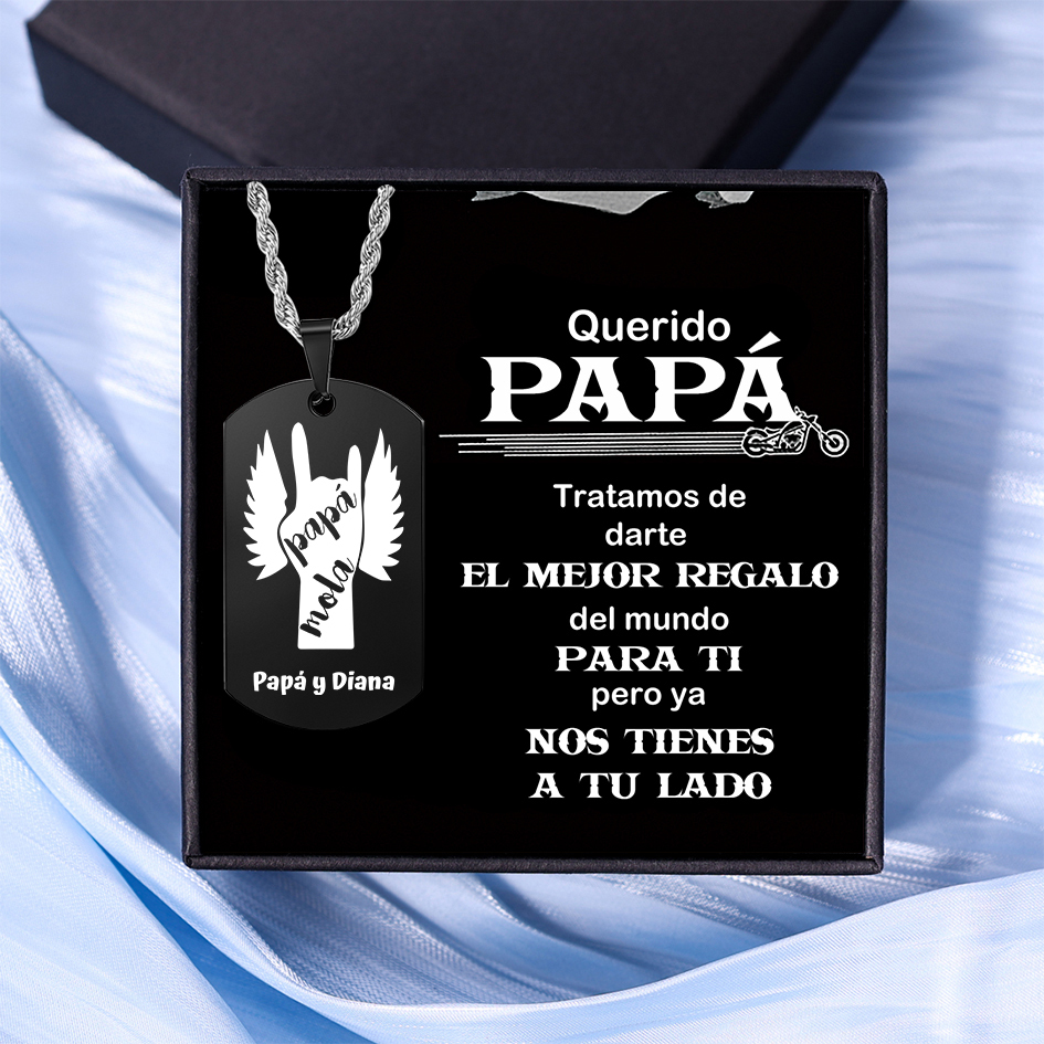 A MI PAPÁ-Collar "papá mola" de placa personalizada con texto y foto-Jessemade ES