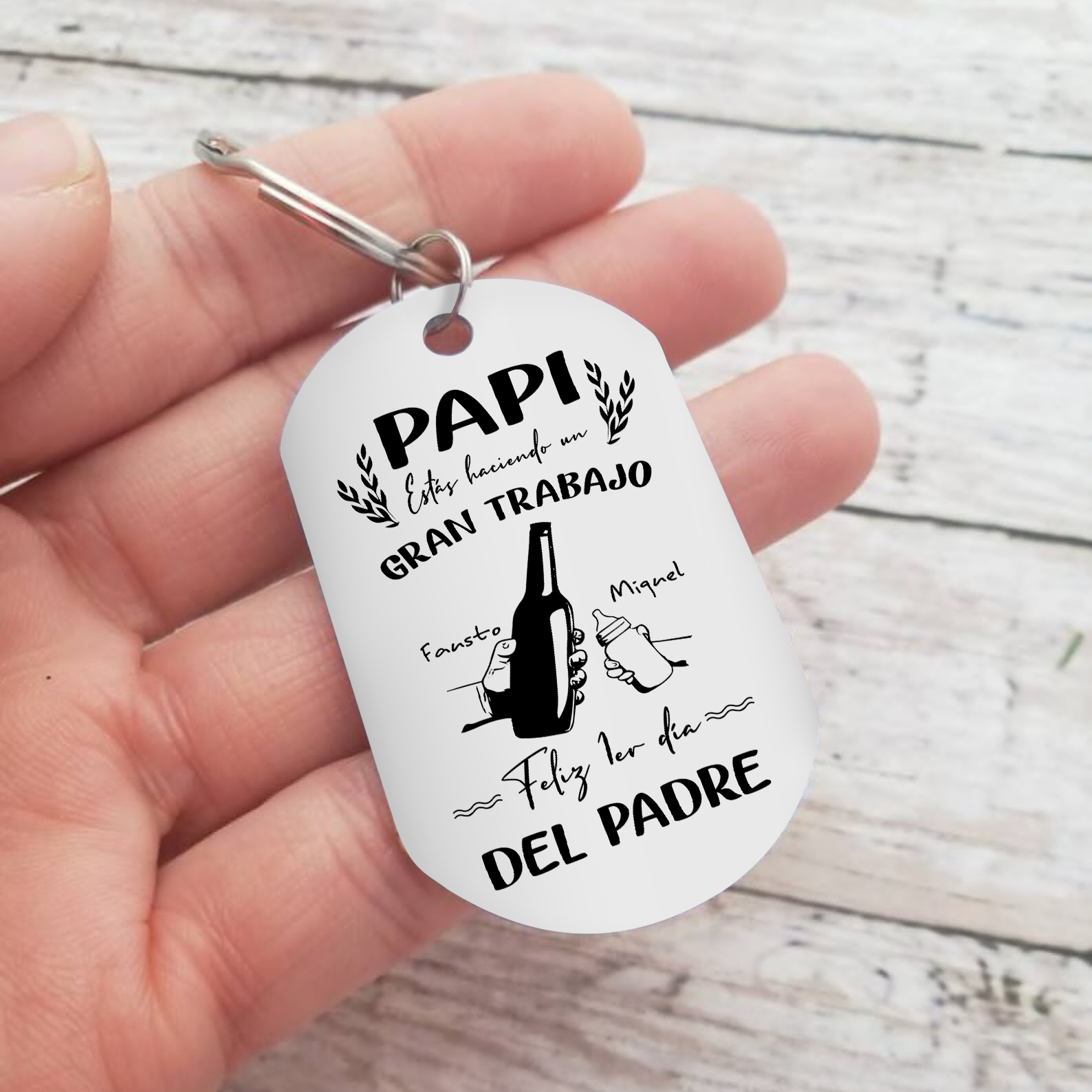 A mi papá-Llavero Personalizado El 1er Día del PADRE 2 Nombres-Jessemade ES