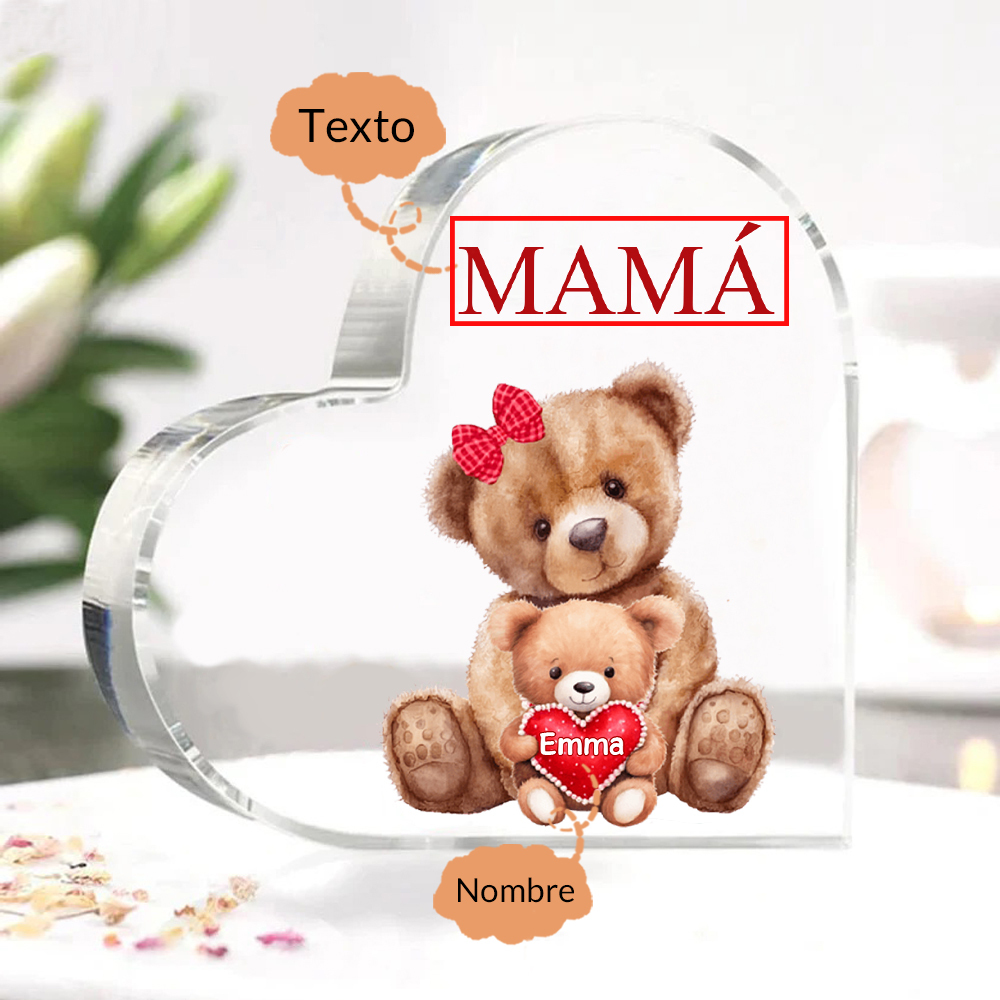 A mi mamá/abuela-Placa de acrílico "Nosotros" en forma de corazón 1 nombre y 1 texto personalizados-Jessemade ES