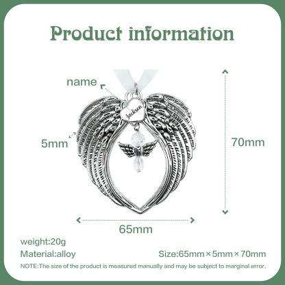Adorno navideño de alas conmemorativo Adorno de Navidad 1 nombre personalizado 