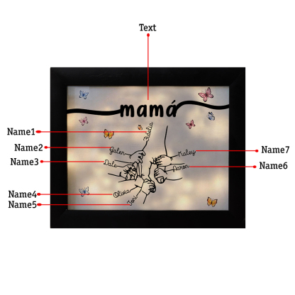 A mi mamá-Marco de 2-7 nombres y 1 texto personalizados de plástico con lámpara-Jessemade ES