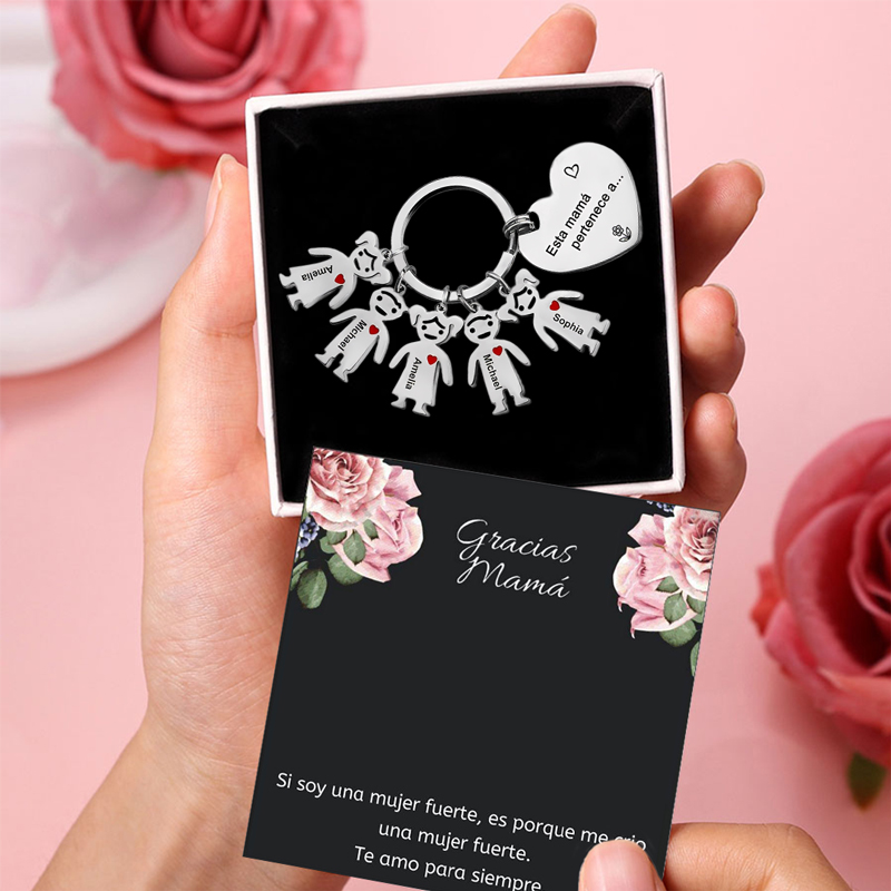 A mi mamá - Llavero con 5 nombres personalizados en "niños"-Jessemade ES