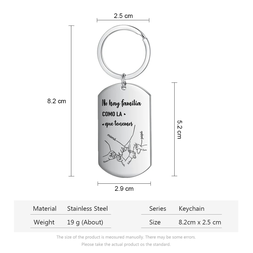 A familia-Llavero Personalizado MANOS COGIDAS 2-6 Nombres-Jessemade ES