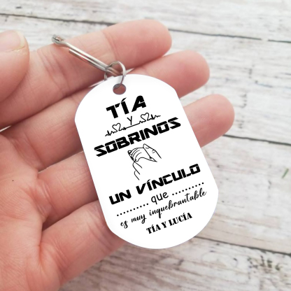A mi tía - Llavero TÍA y SOBRINOS UN VÍNCULO INQUEBRANTABLE 1 texto personalizado-Jessemade ES
