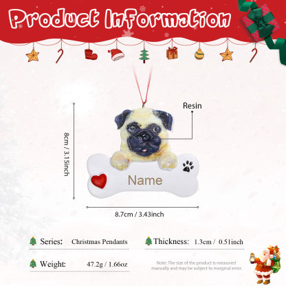 Navidad-Ornamento navideño de resina mascota perro Doguillo 1 nombre personalizado adorno del árbol