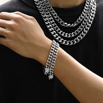 A mi Papá - Pulsera cubana de acero inoxidable con cadena curva para hombre