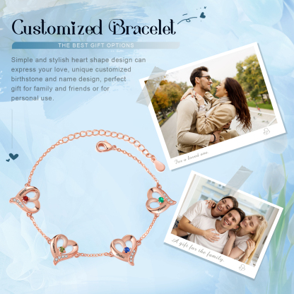 Pulsera 1-7 nombres y piedras personalizados con dije de corazón-Jessemade ES