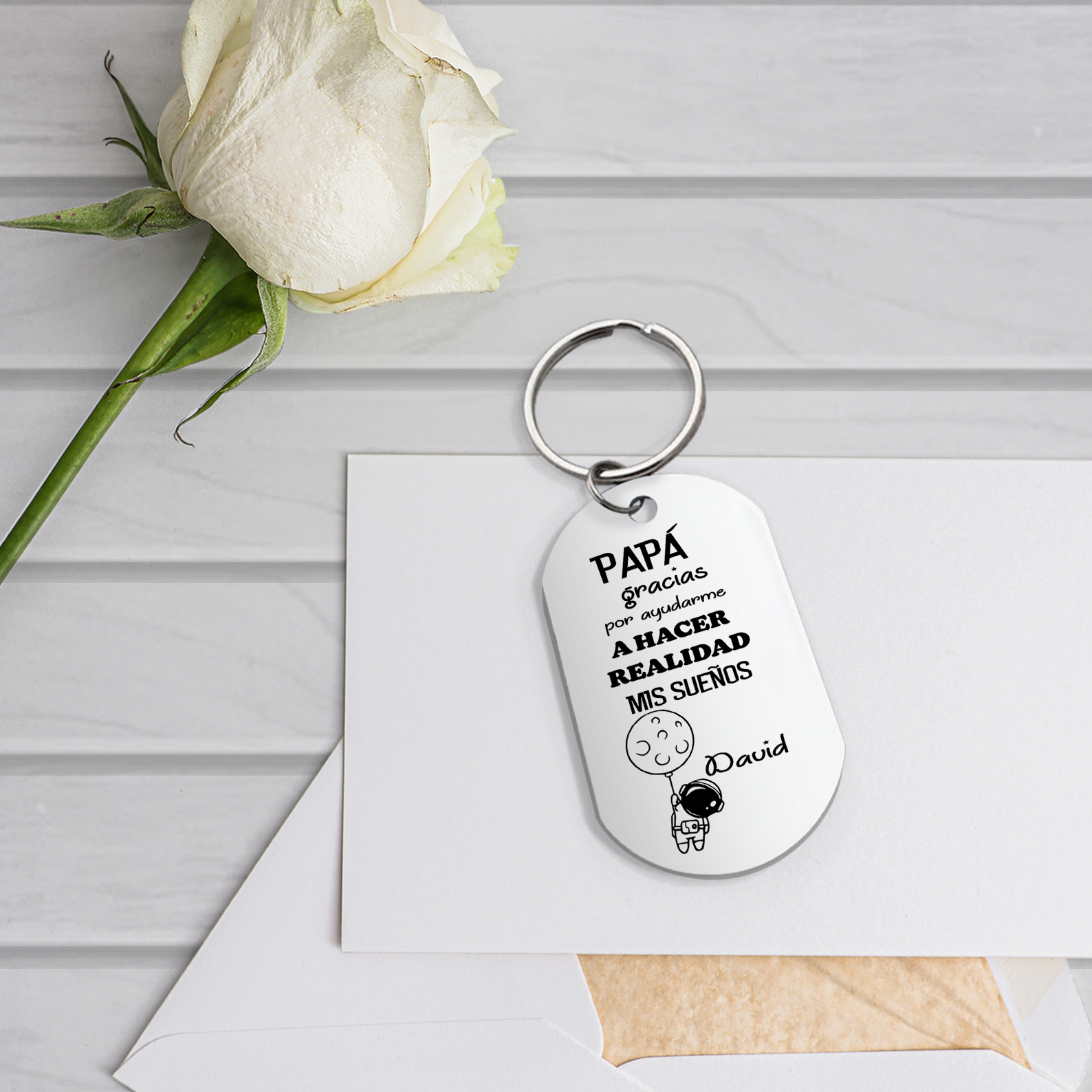 A mi papá-Llavero Personalizado PAPÁ GRACIAS... 1 Nombre-Jessemade ES