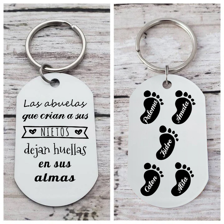 A mi abuela - Llavero 1-5 Nombres Personalizado LAS ABUELAS DEJAN HUELLAS EN NIETOS-Jessemade ES