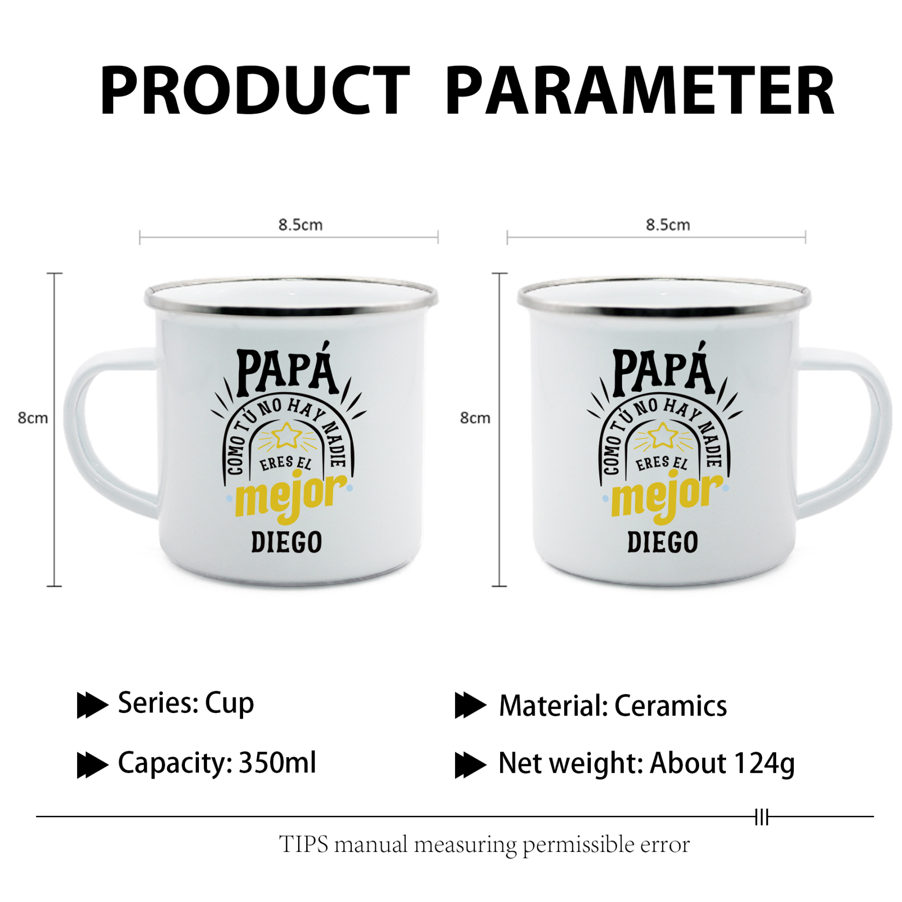 Taza para papá con 1 nombre personalizado-Jessemade ES