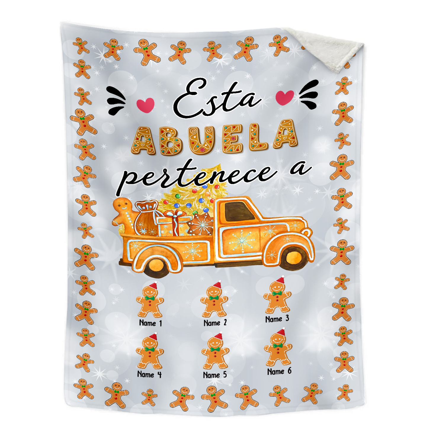 A mi abuela-Manta de buen calidad de Navidad hombres de jengibre personalizada con 6 nombres-Jessemade ES