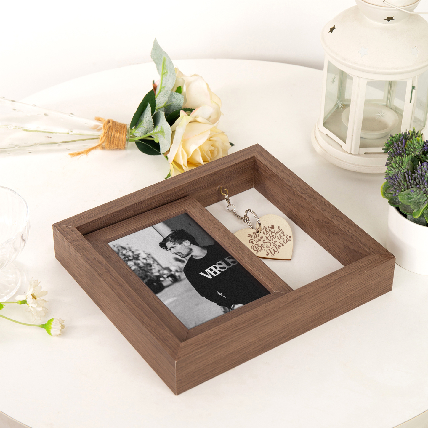 Adorno marco de madera 2 fotos y 1 texto personalizados-Jessemade ES