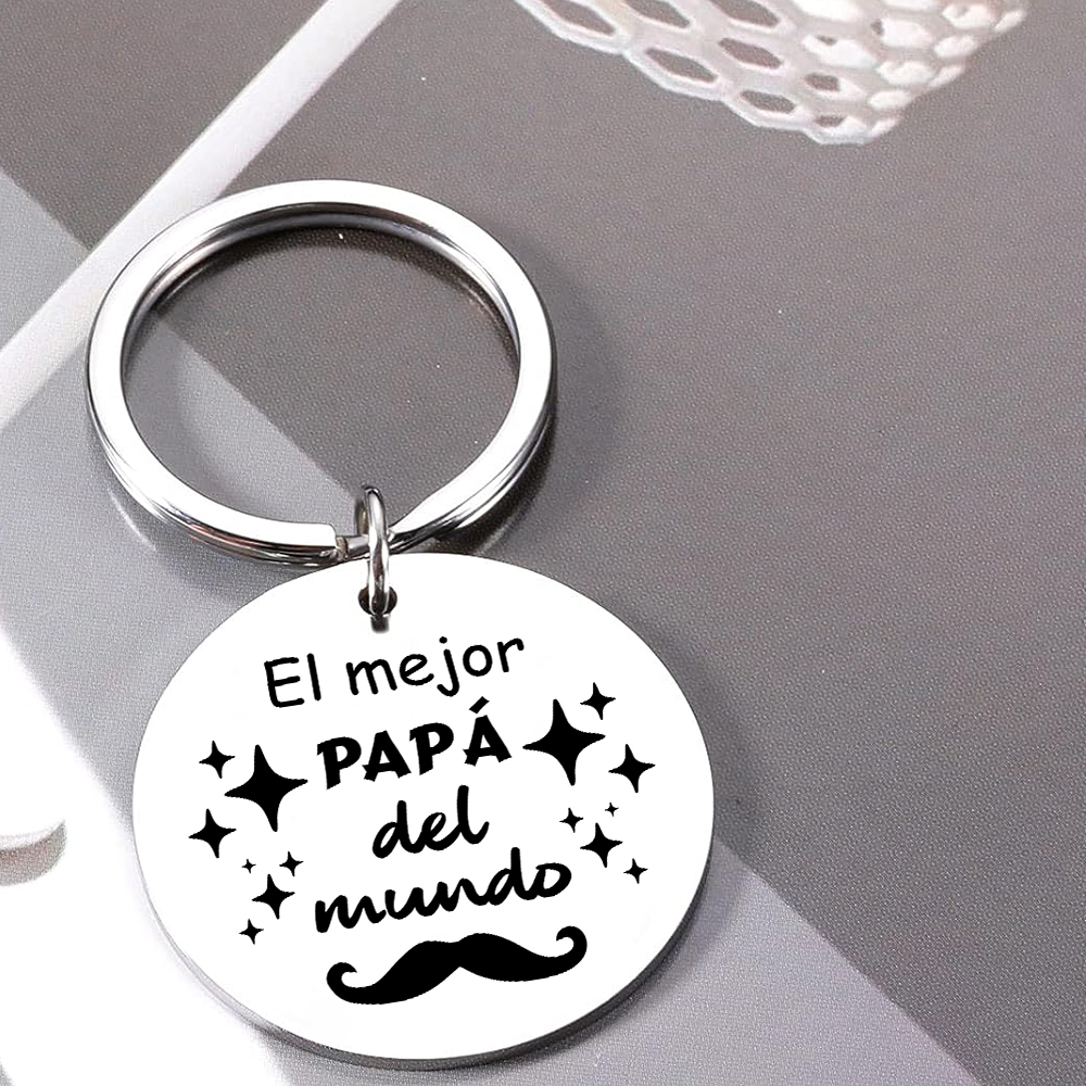 A mi papá-Llavero de placa redonda "el mejor papá"-Jessemade ES