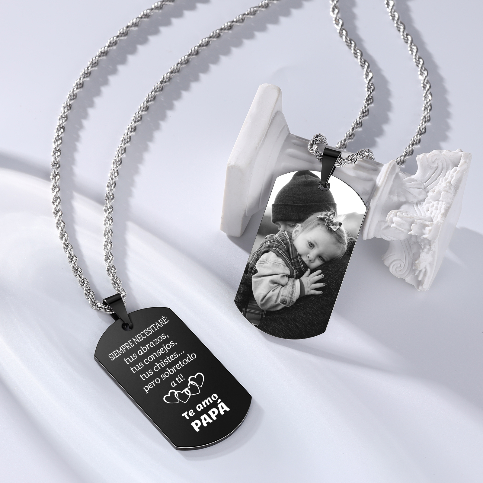 A MI PAPÁ-Collar de placa personalizada con foto-Jessemade ES