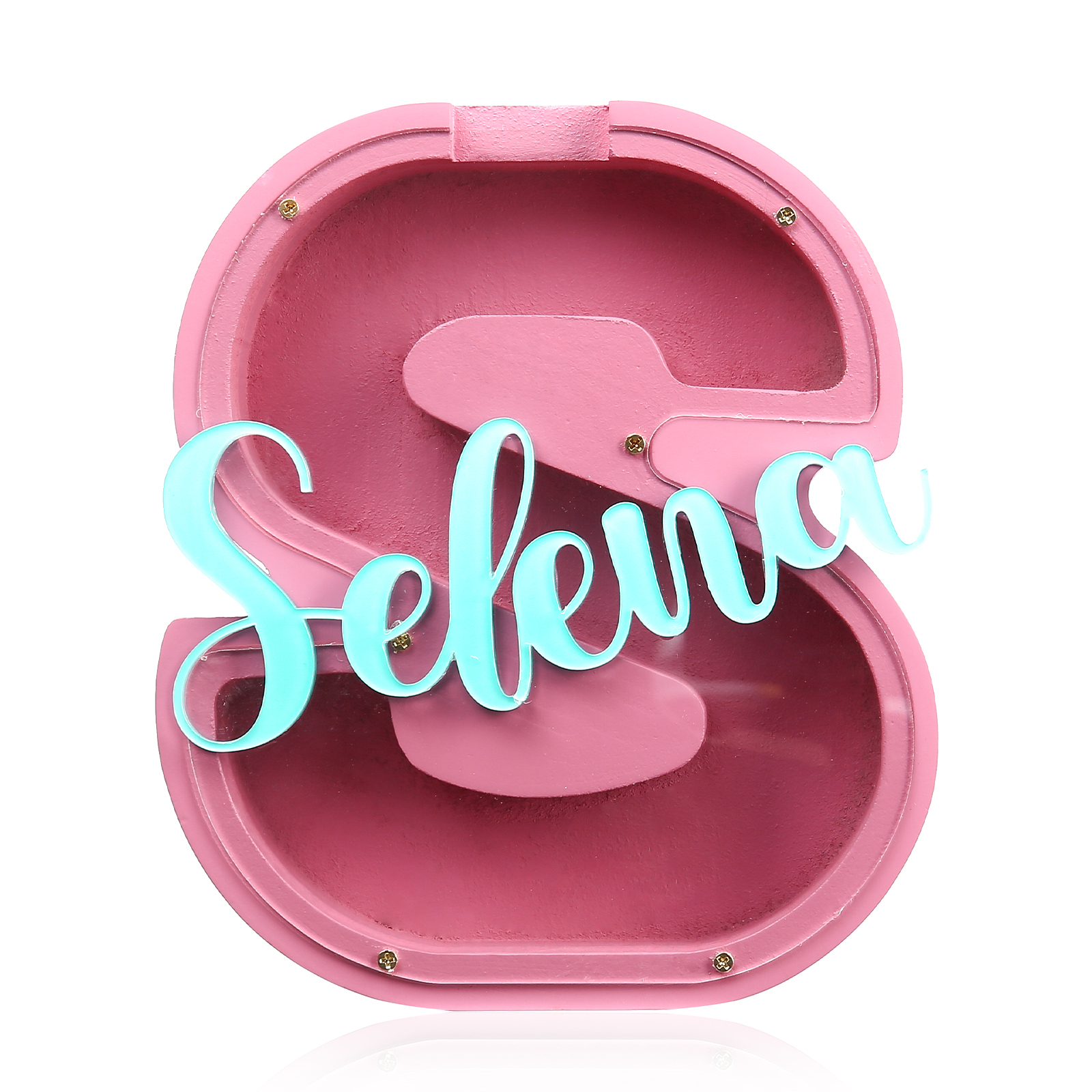 Alcancía de madera en forma de letras con 1 nombre personalizado hucha-Jessemade ES