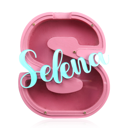 Alcancía de madera en forma de letras con 1 nombre personalizado hucha-Jessemade ES