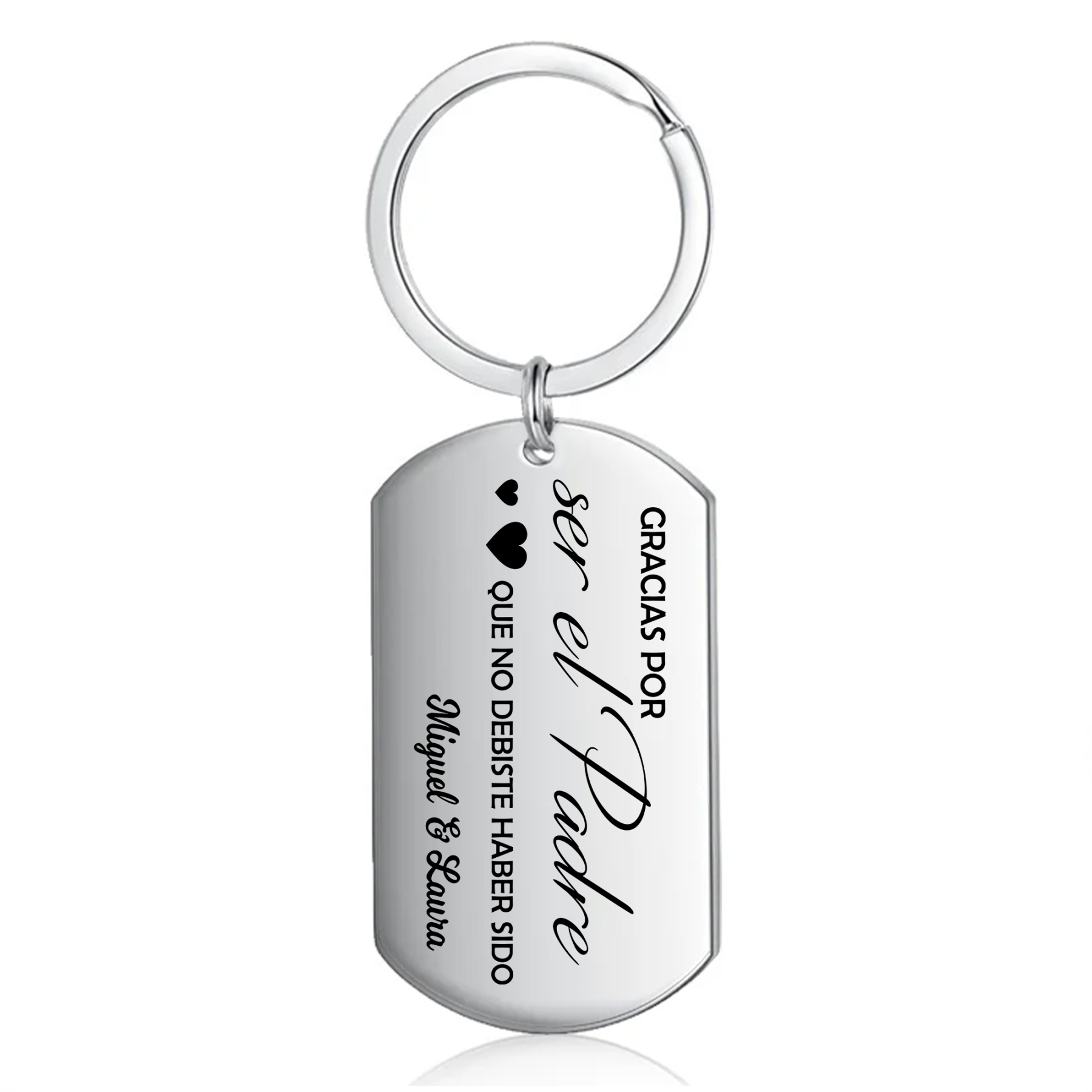 A mi papá-Llavero de placa con palabras amorosas personalizado con 2 nombres-Jessemade ES