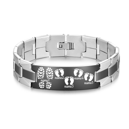 Pulsera 3-7 Nombres Personalizados de Cadena con Placa de Huellas