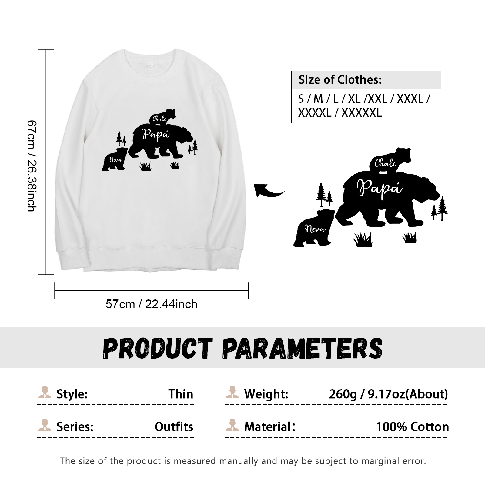 Familia-Sudadera "Oso y sus bebés" 3 nombres personalizados-Jessemade ES