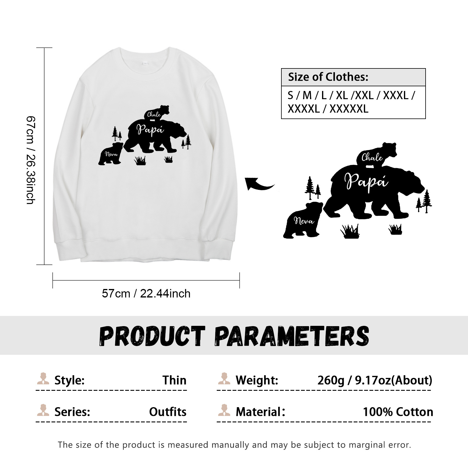 Familia-Sudadera "Oso y sus bebés" 3 nombres personalizados-Jessemade ES