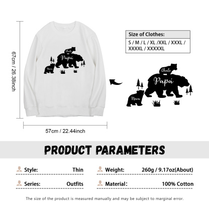 Familia-Sudadera "Oso y sus bebés" 3 nombres personalizados-Jessemade ES