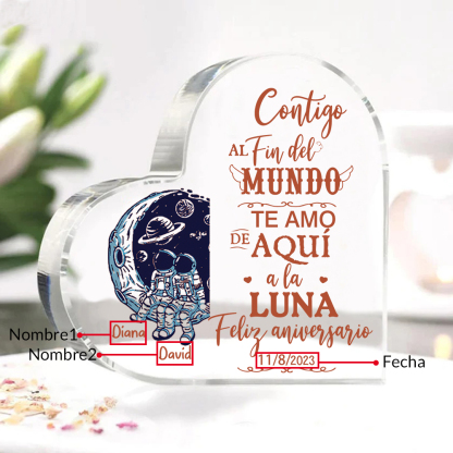 Valentín-Placa de acrílico en forma de corazón aniversario con fecha y nombres personalizados-Jessemade ES