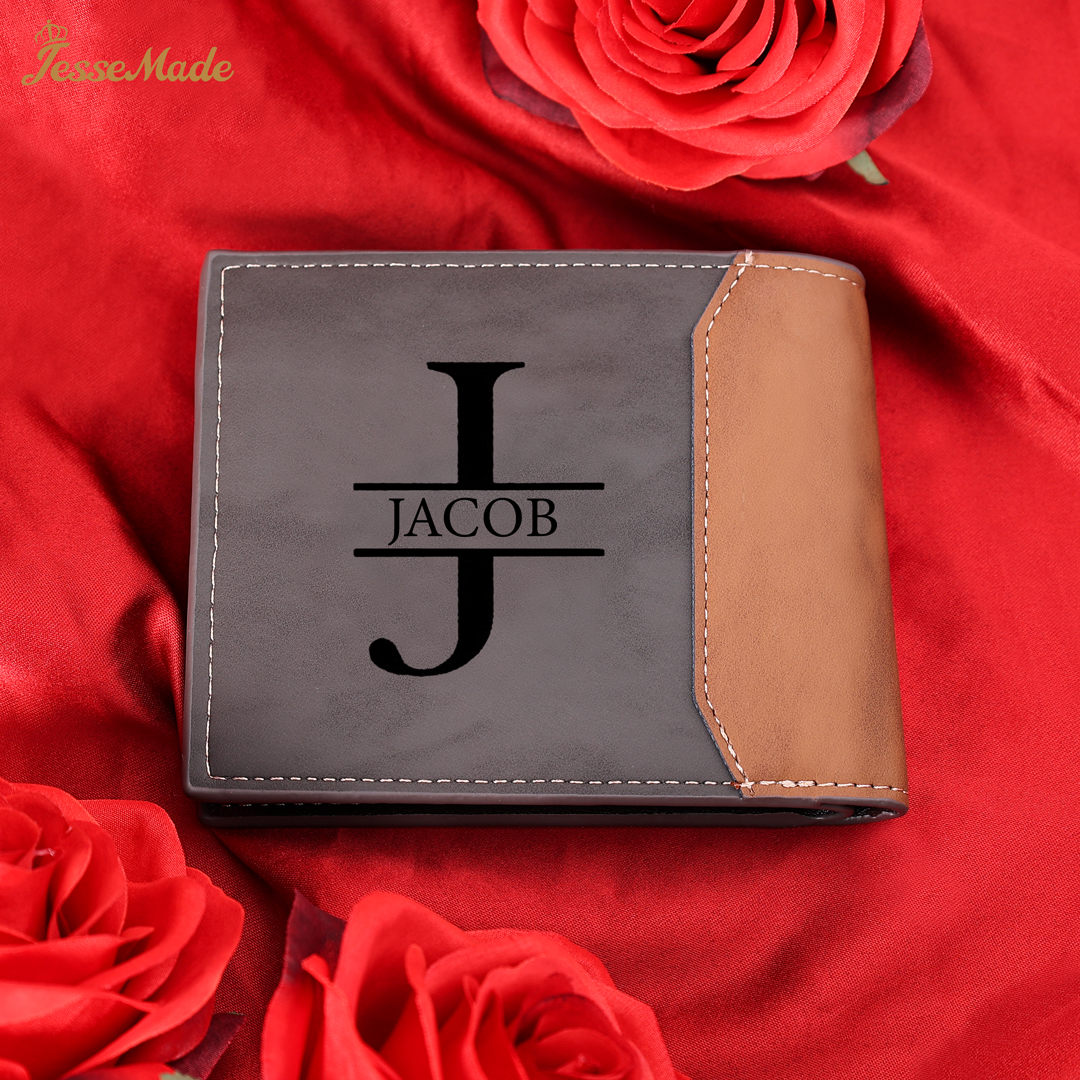 Cartera, billetera personalizada con 1 foto, 1 nombre y 1 letra monedero para hombre | Jessemade