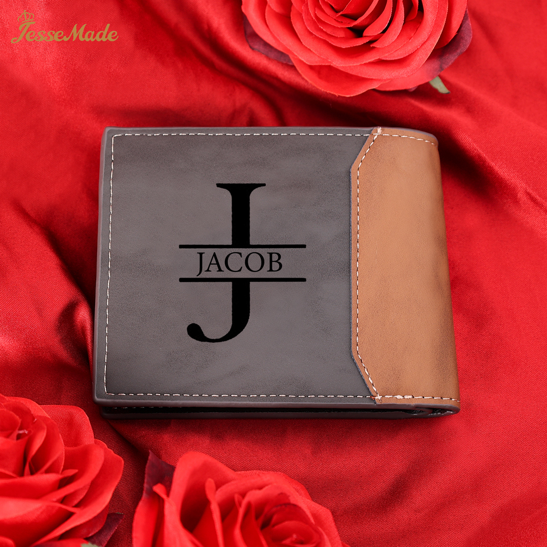 Cartera, billetera personalizada con 1 foto, 1 nombre y 1 letra monedero para hombre | Jessemade