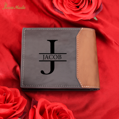 Cartera, billetera personalizada con 1 foto, 1 nombre y 1 letra monedero para hombre | Jessemade