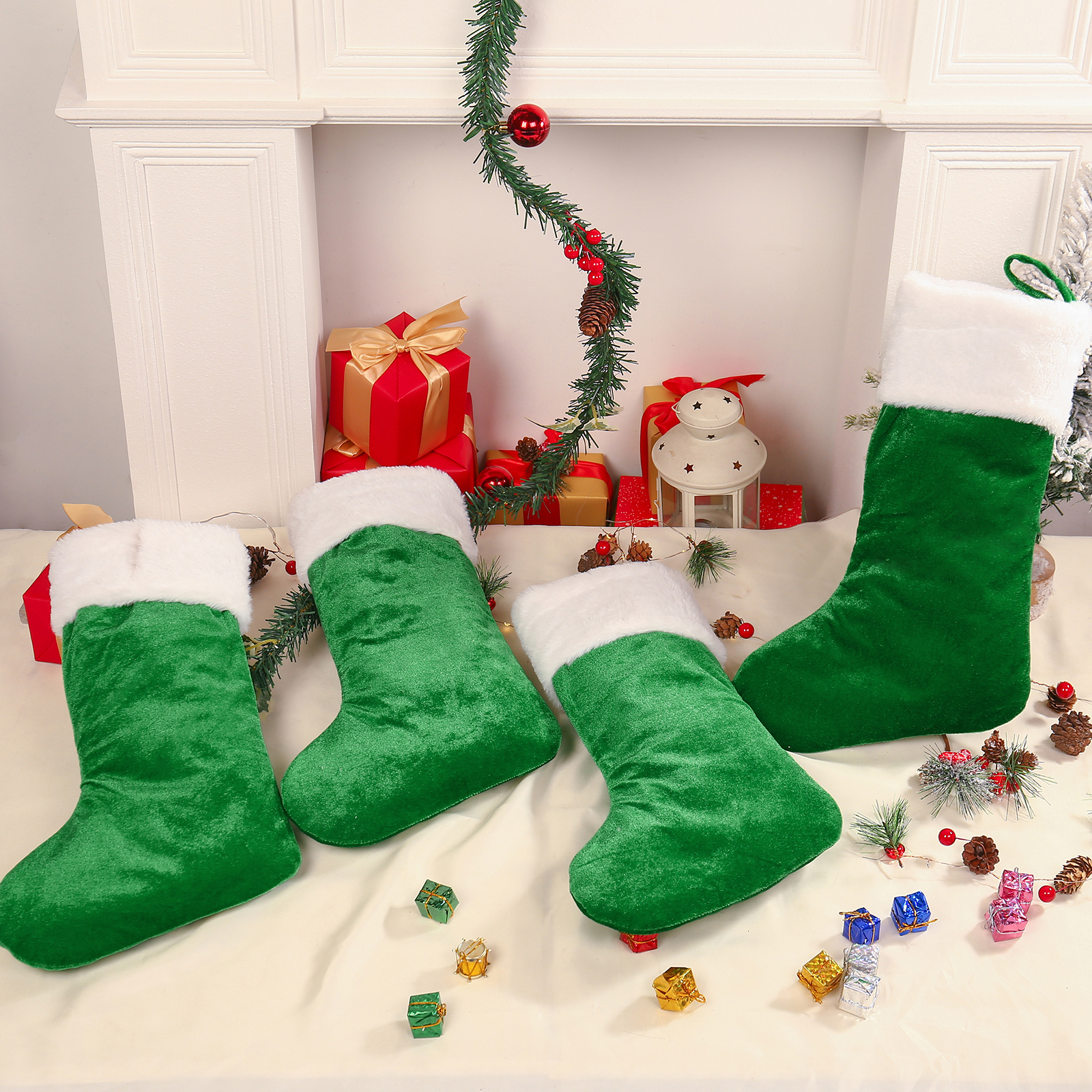 Adornos de medias navideñas con letra Bolsa de regalo 1 Nombre personalizado-Jessemade ES