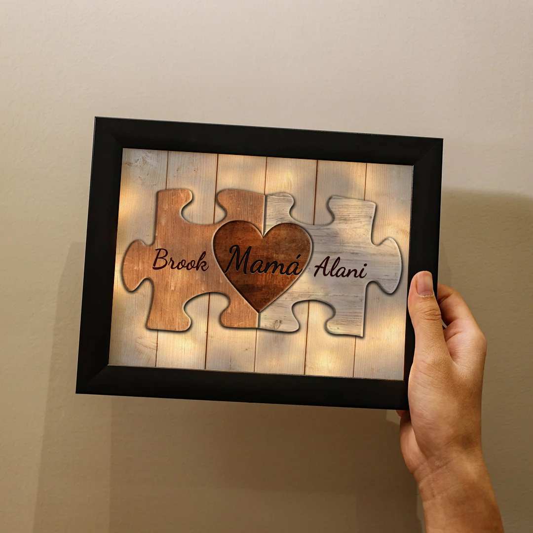 A mi mamá-Marco de 3-9 nombres personalizados rompecabezas de plástico con lámpara-Jessemade ES