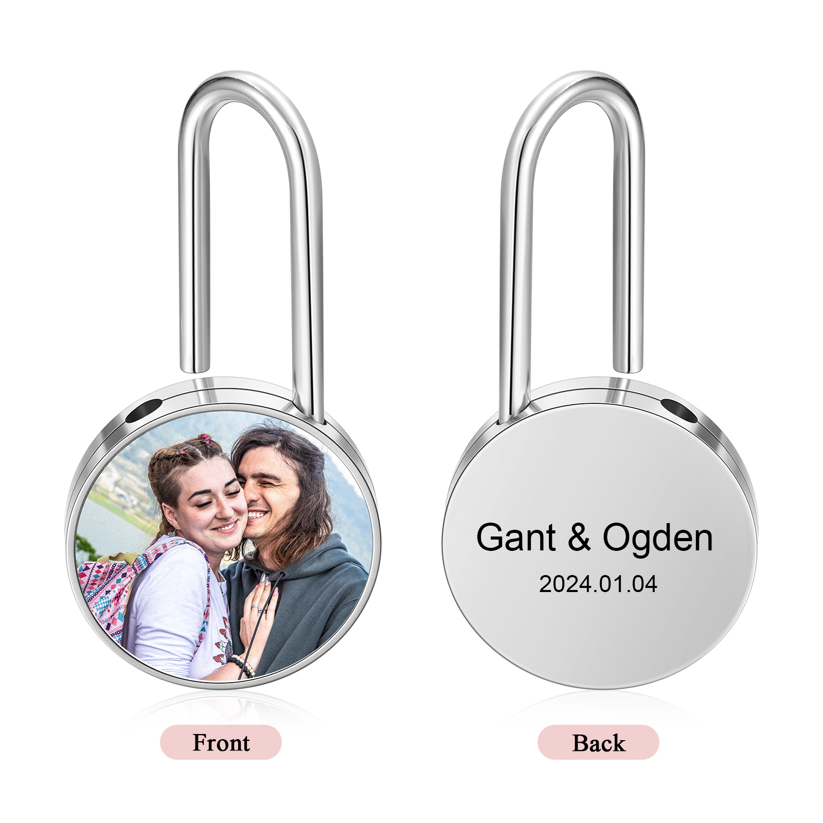 Llavero/Colgante cerradura de amor para pareja foto y texto personalizados-Jessemade ES