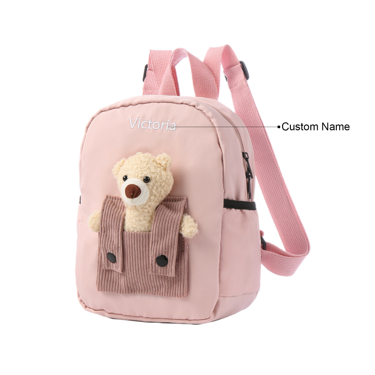 Mochilas escolares para los niños con peluche de oso con nombre personalizado bordado