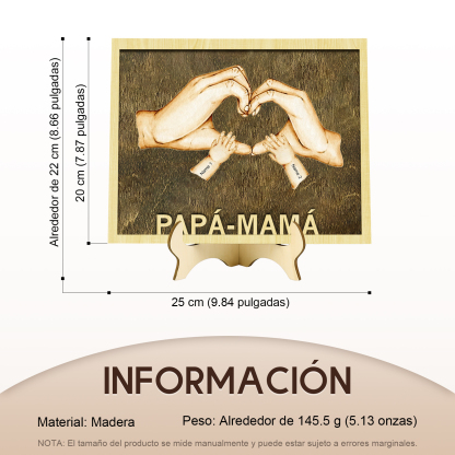 A mi mamá/papá-Adorno 2-8 nombres personalizados decoración de madera mano con mano-Jessemade ES