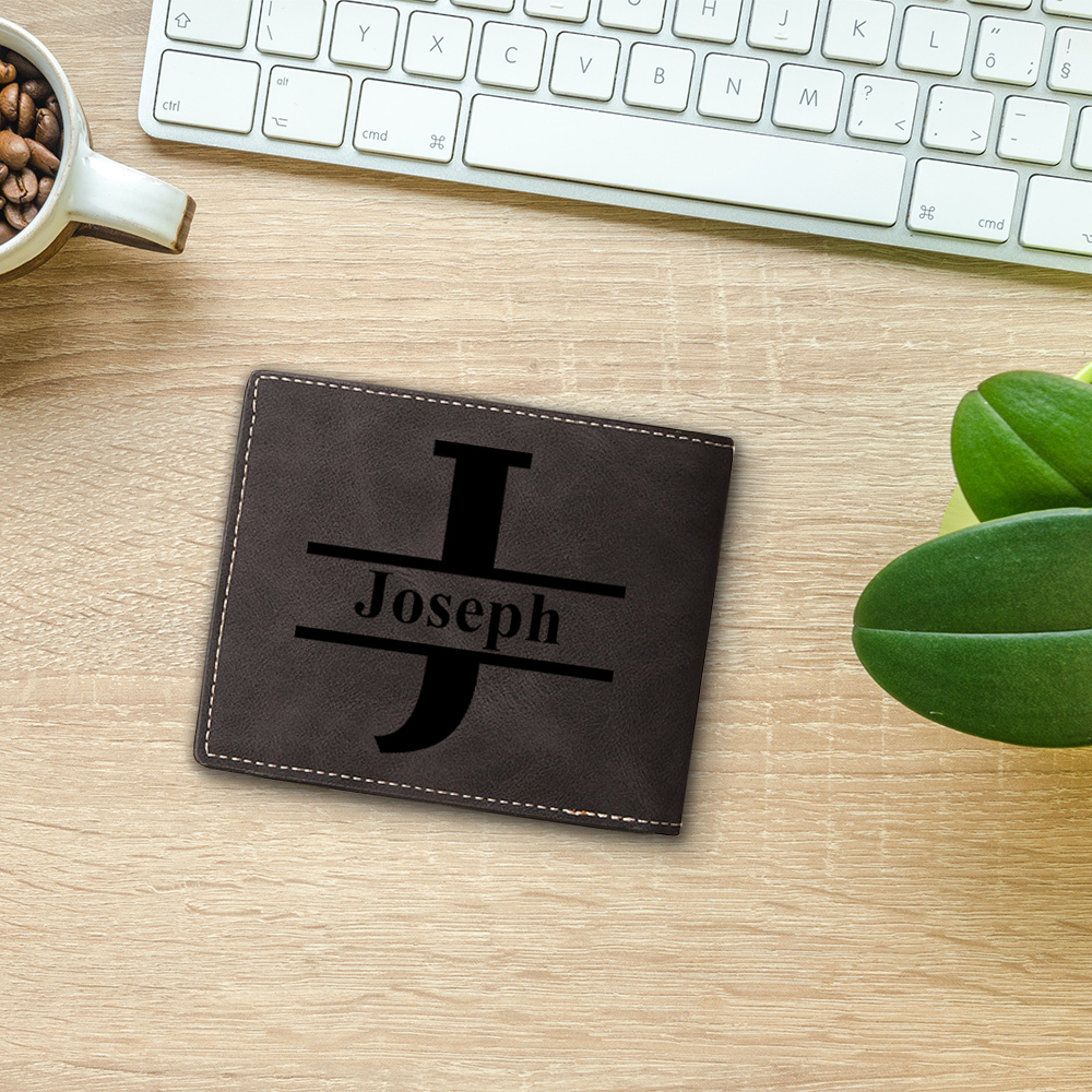 Cartera, billetera personalizada con 1 foto, 1 nombre y 1 letra monedero para hombre-Jessemade ES
