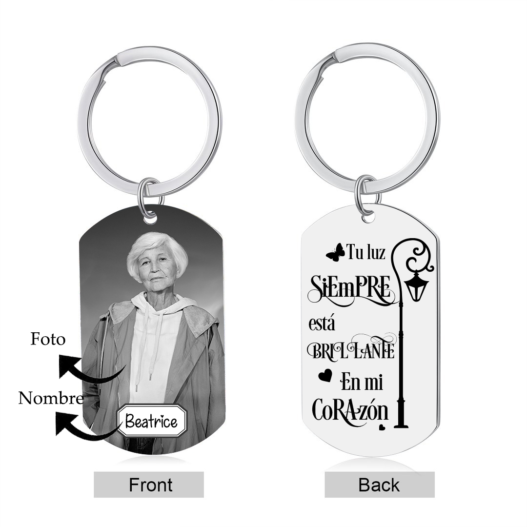 Llavero conmemorativo a un ser querido personalizado con foto y nombre-Jessemade ES